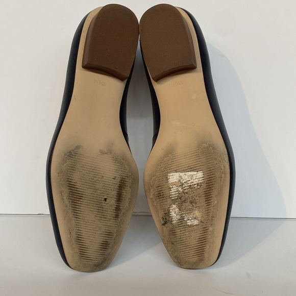 Talbots Estelle Chain Square Toe Leather Loafers Navy White Sz 6.5 - Picture 9 of 9